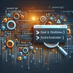 Representação gráfica dos métodos find e findIndex no JavaScript, com elementos de array e índices destacados.